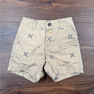 Gymboree Tan Baseball Pattern Shorts